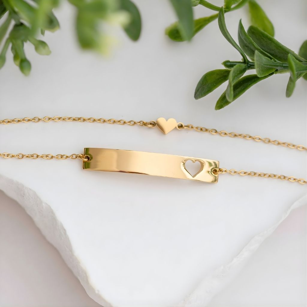 Minimal Heart Bracelet Duo Set