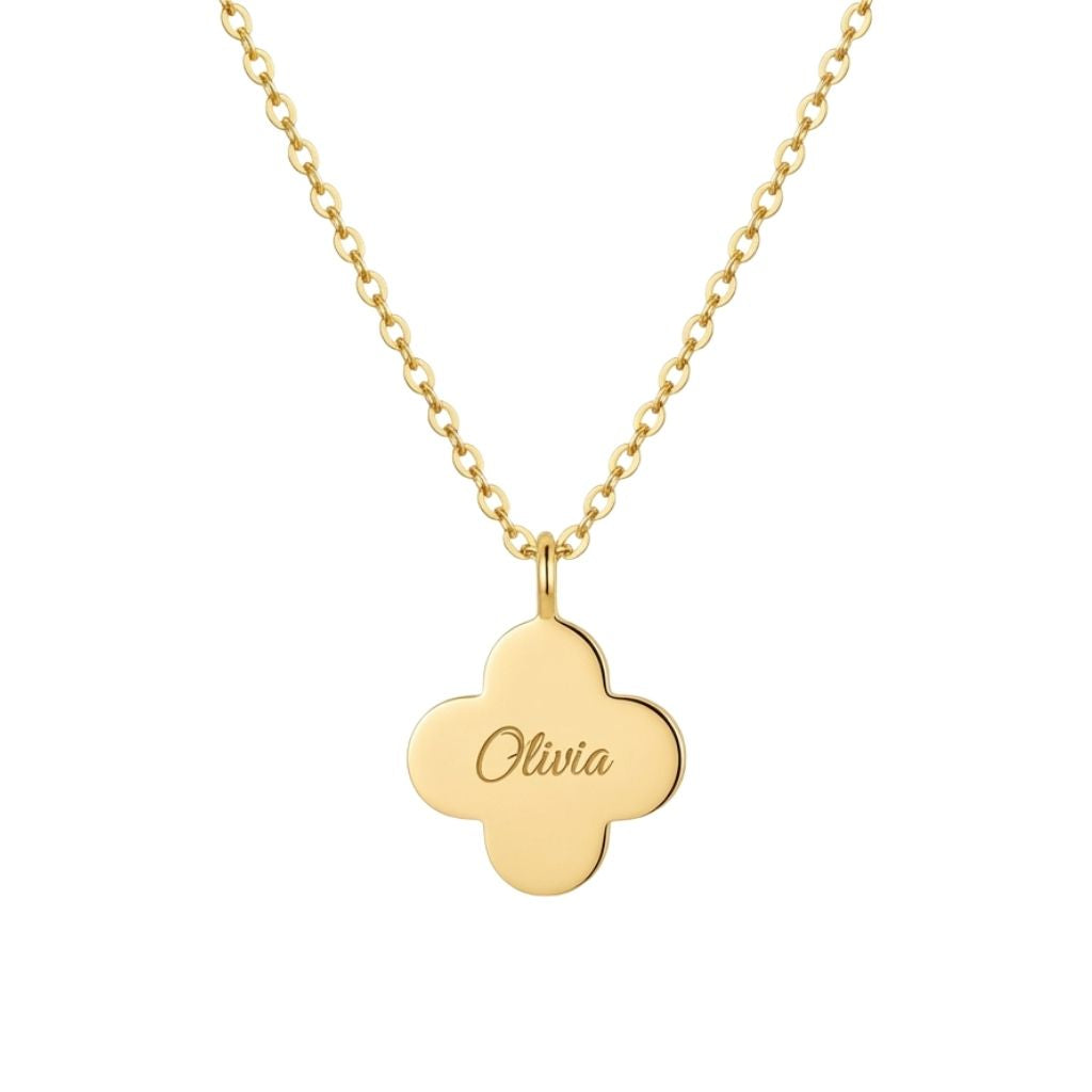 Clover Engraved Name Necklace
