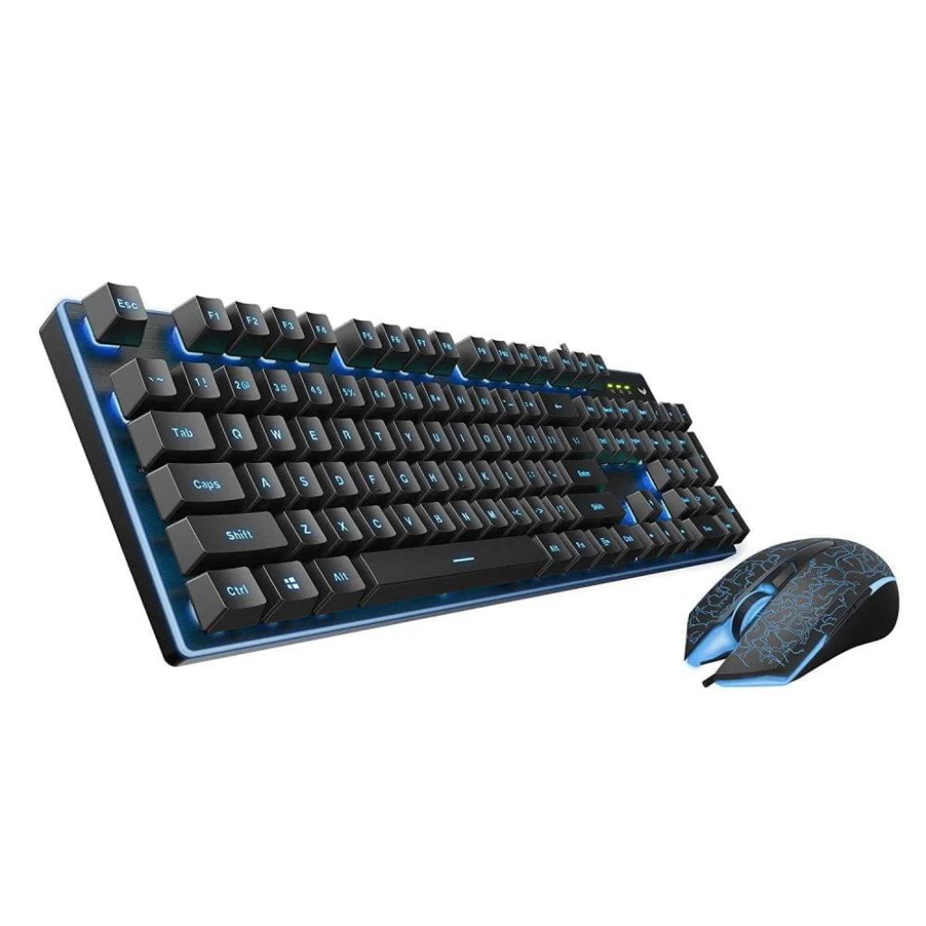 Gaming keyboard and mouse set on a white background
