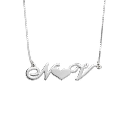 Custom Initials With Heart Necklace