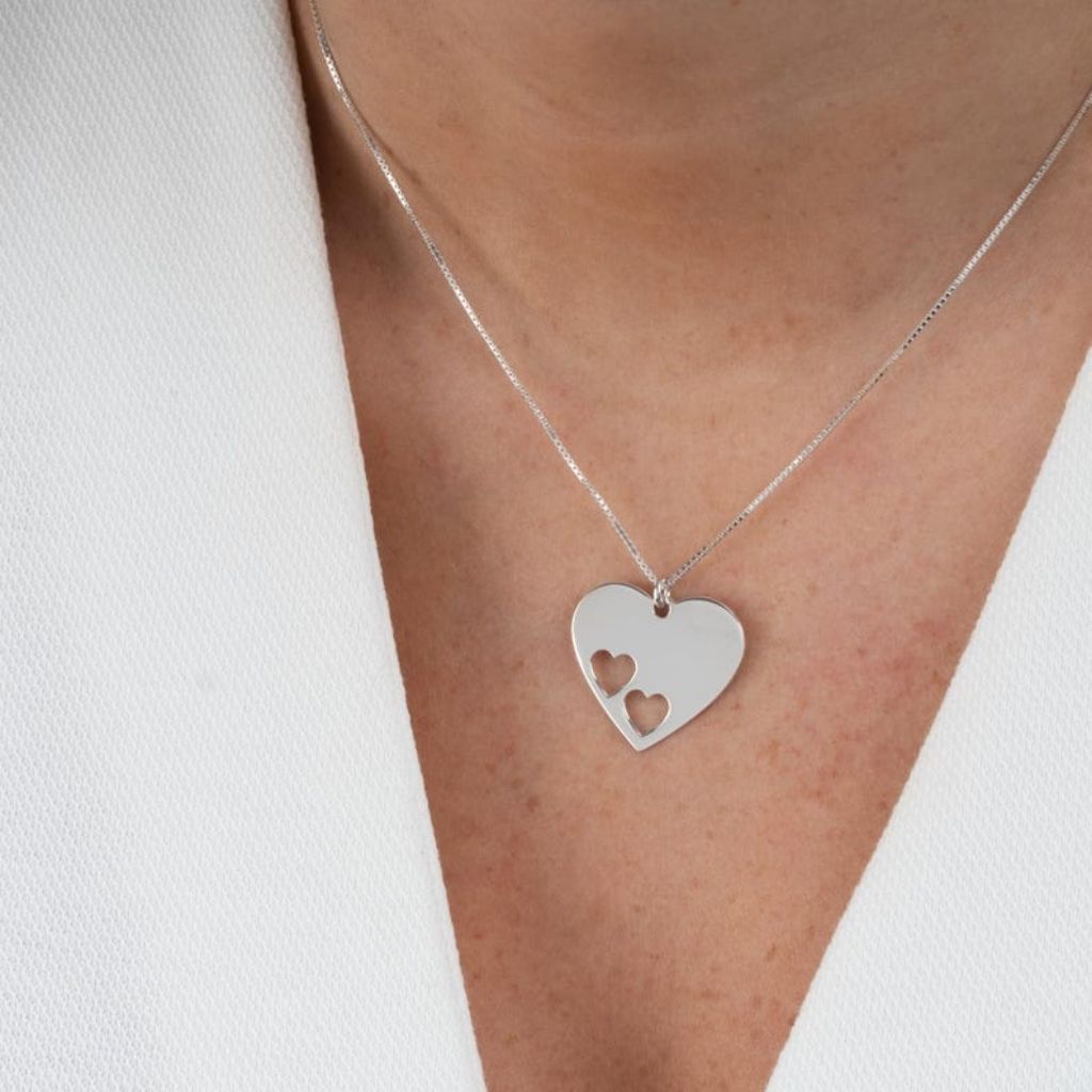 Duo Engraved Heart Necklace