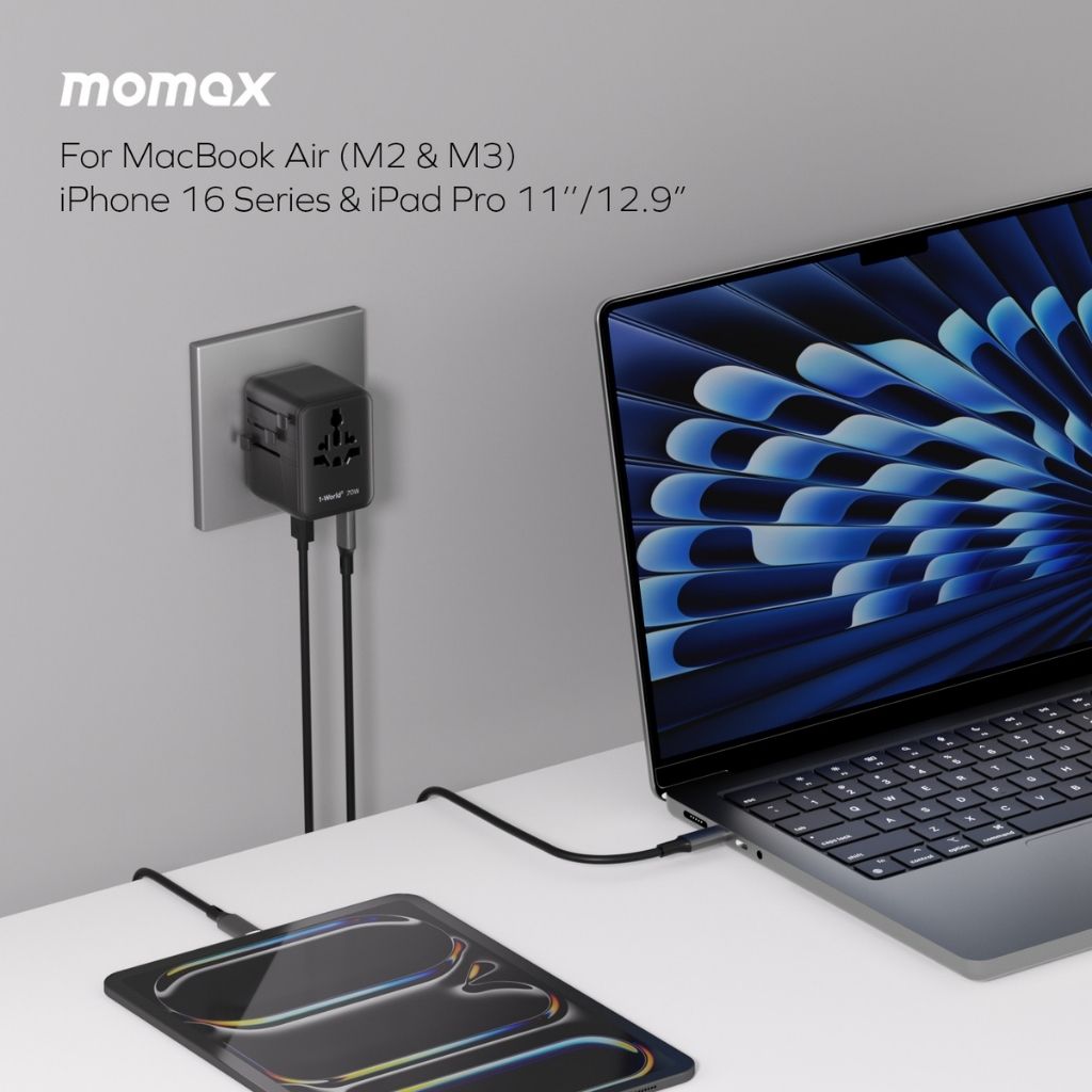 Momax 1-World2 GaN 70W 5-Port USB-C AC Travel Adaptor
