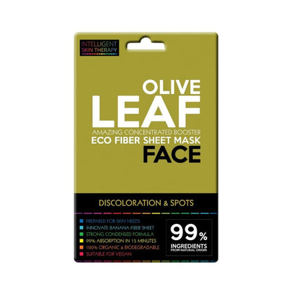 Olive Leaf Eco Fiber Sheet Mask packaging on a white background
