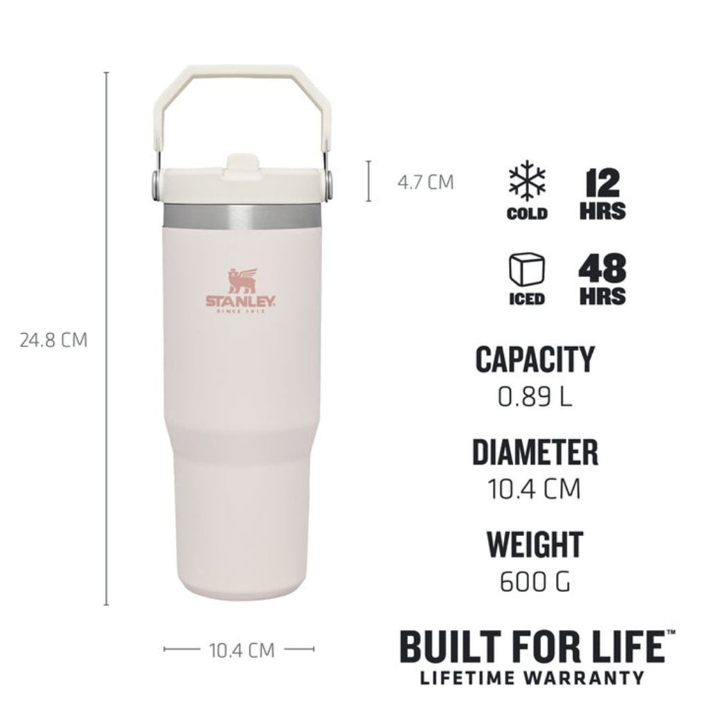 The IceFlow Flip Straw Tumbler 890 ml / 30 oz - Rose Quartz