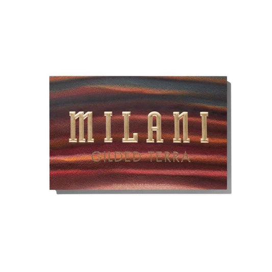 MILANI eyeshadow palette with wavy color pattern on a white background