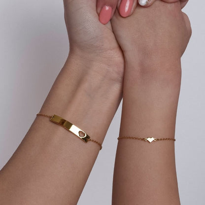 Minimal Heart Bracelet Duo Set
