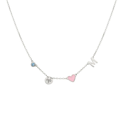 Personalised Zodiac Birthstone Initial Necklace