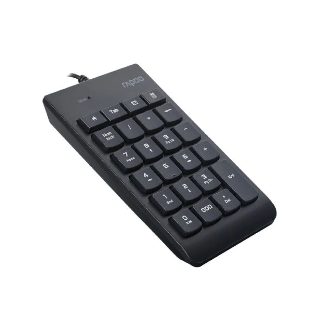 Black numeric keypad with 'RAPOO' branding on a white background
