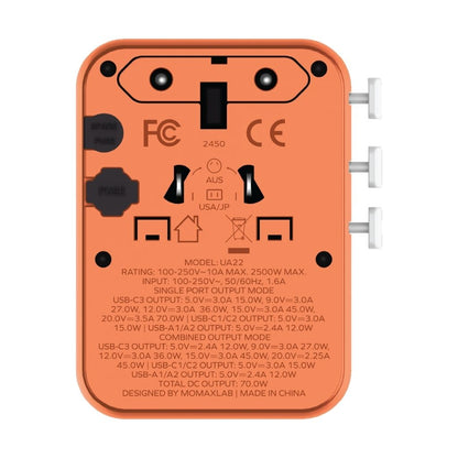 Momax 1-World2 GaN 70W 5-Port USB-C AC Travel Adaptor