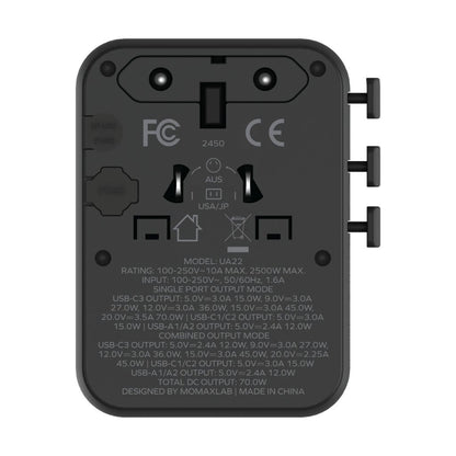 Momax 1-World2 GaN 70W 5-Port USB-C AC Travel Adaptor