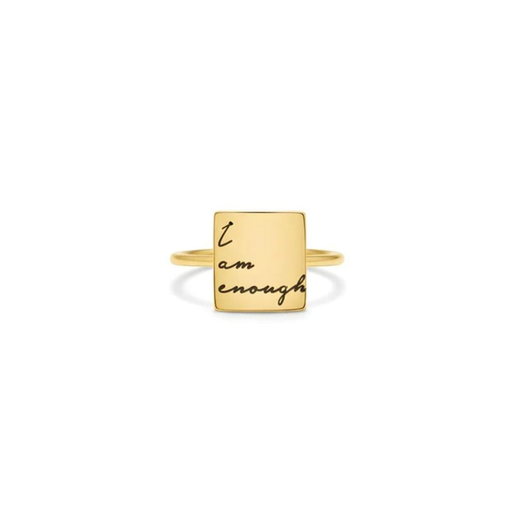 Engraved Name Square Ring