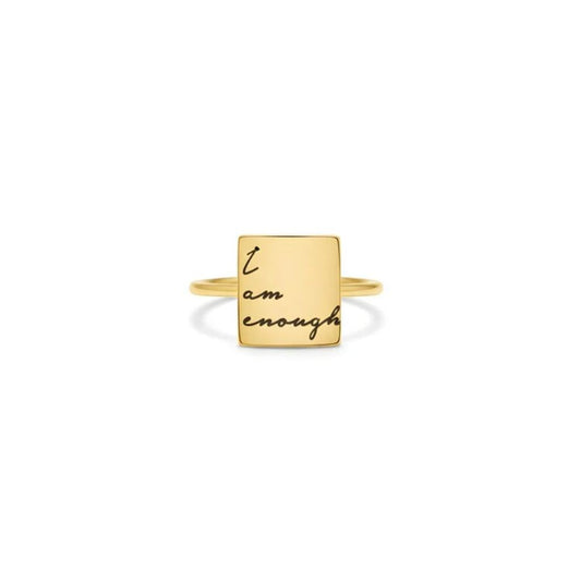Engraved Name Square Ring