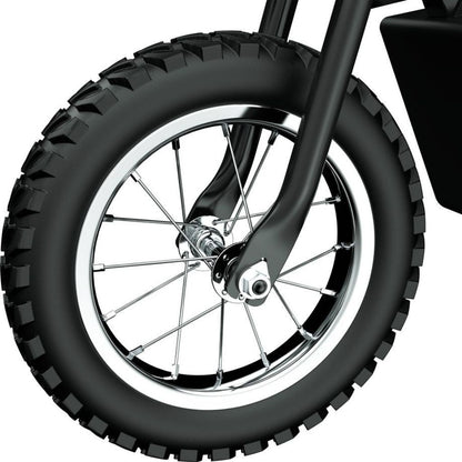 Close-up of a motorcycle wheel with a white background