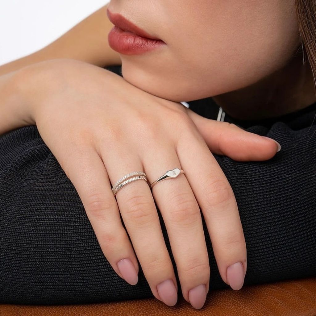 Engraved Heart Signet Ring