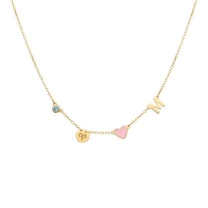 Personalised Zodiac Birthstone Initial Necklace
