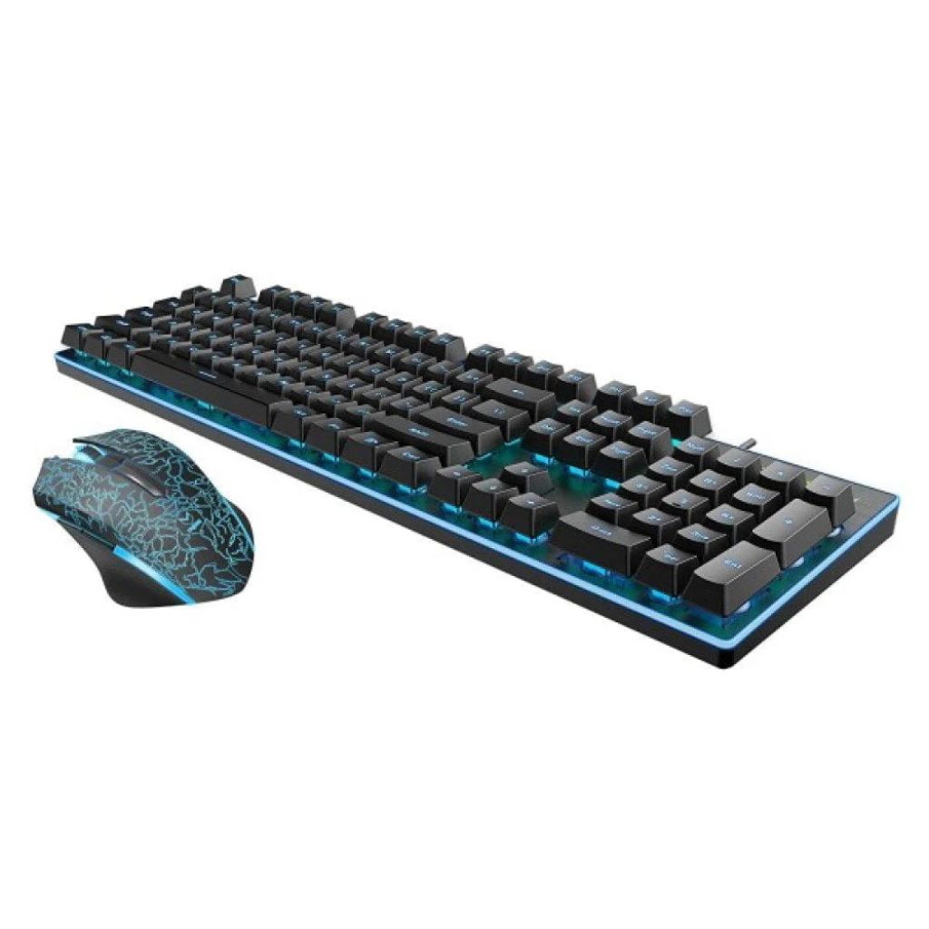 Gaming keyboard and mouse set on a white background