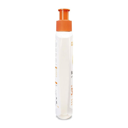 White spray bottle with an orange nozzle on a white background
