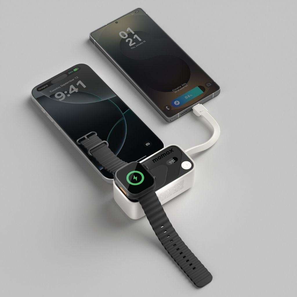 Momax 5000mAh Magnetic Power Bank with USB-C Plug and Apple Watch Charger