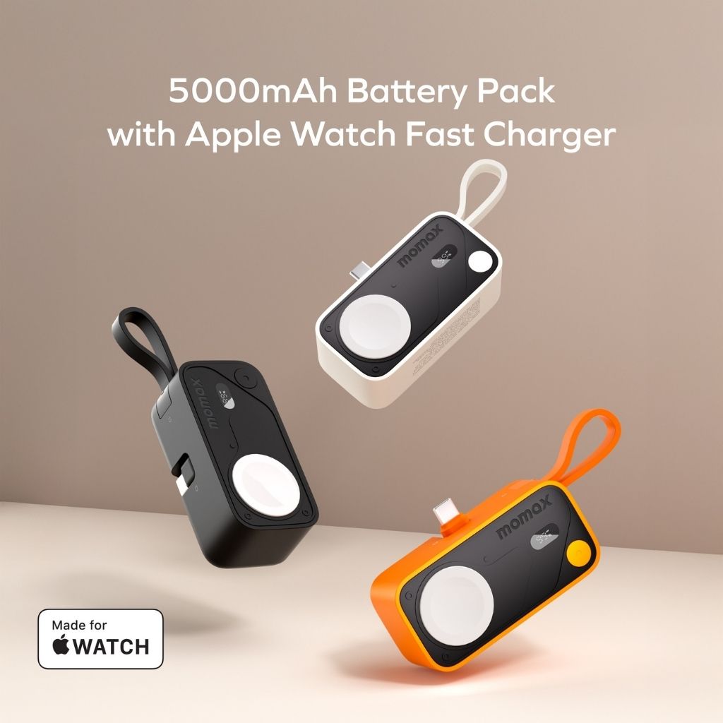 Momax 5000mAh Magnetic Power Bank with USB-C Plug and Apple Watch Charger