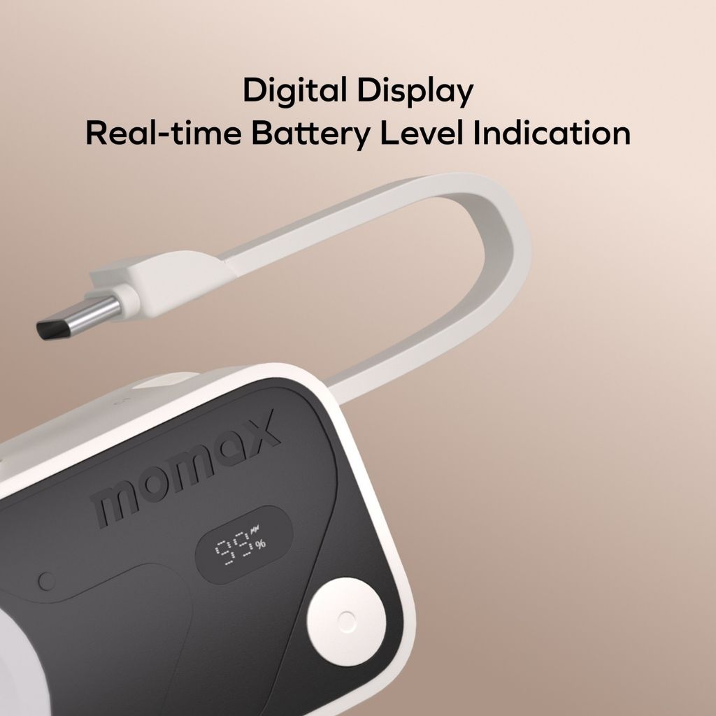 Momax 5000mAh Magnetic Power Bank with USB-C Plug and Apple Watch Charger