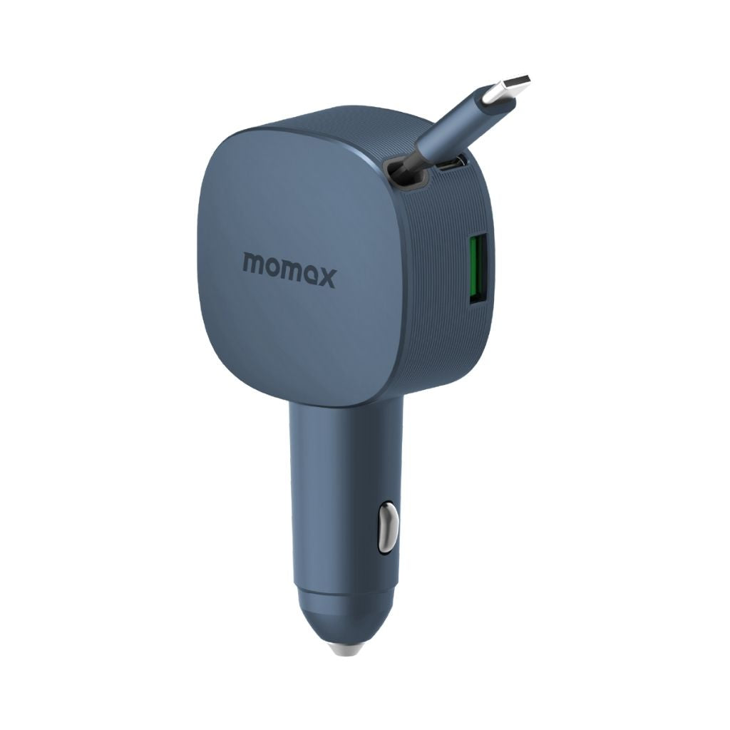Momax 1-Move+ 60W 2-Port Car Charger With Built-In Retractable Cable