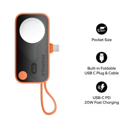 Momax 5000mAh Magnetic Power Bank with USB-C Plug and Apple Watch Charger