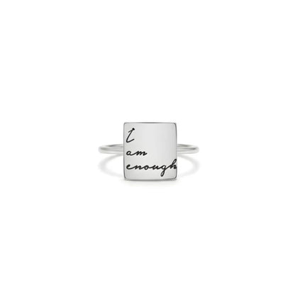 Engraved Name Square Ring