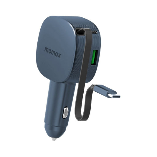 Momax 1-Move+ 60W 2-Port Car Charger With Built-In Retractable Cable
