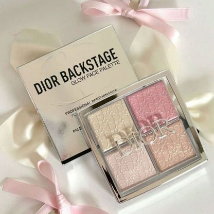 Dior Backstage Glow Face Palette with pink ribbons on a light background