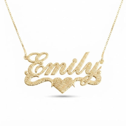 Brushed Name Necklace with Heart