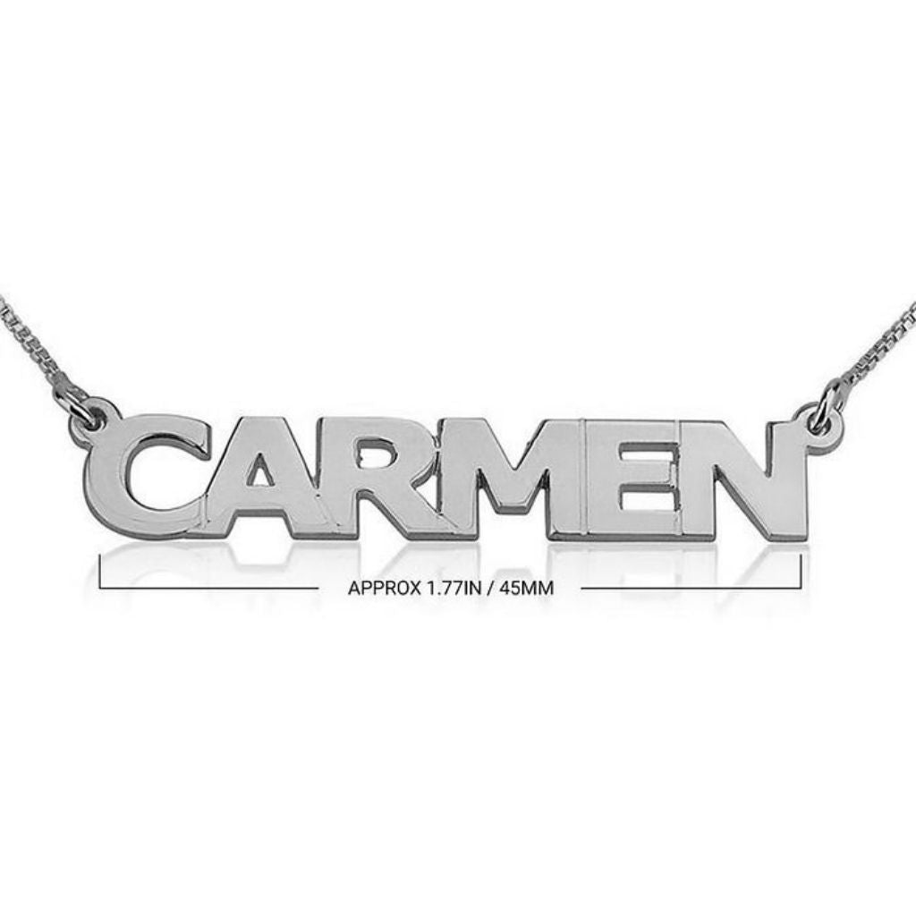 Silver 'CARMEN' necklace on a white background