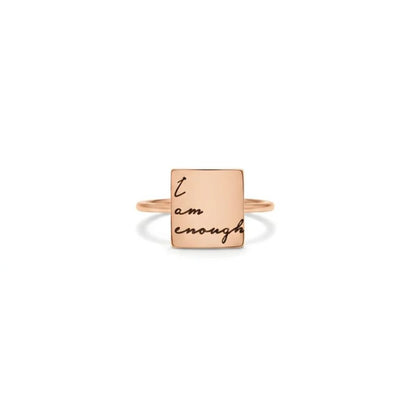 Engraved Name Square Ring