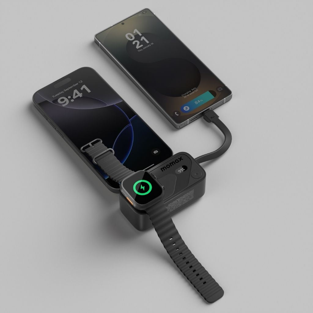 Momax 5000mAh Magnetic Power Bank with USB-C Plug and Apple Watch Charger
