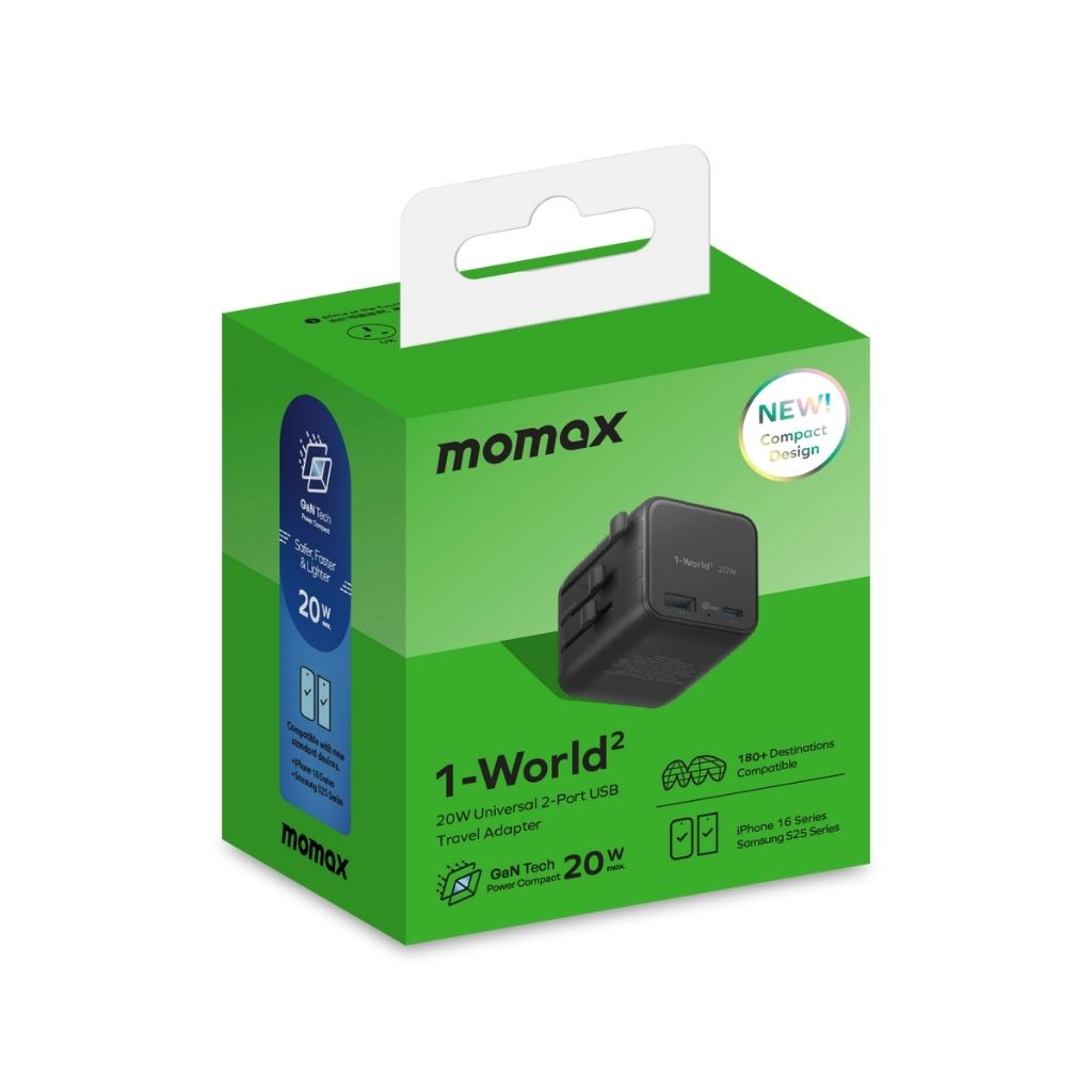 Momax 1-World 20W Universal 2-Port Travel Adapter