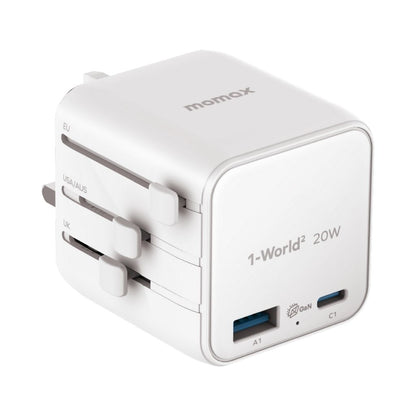 Momax 1-World 20W Universal 2-Port Travel Adapter