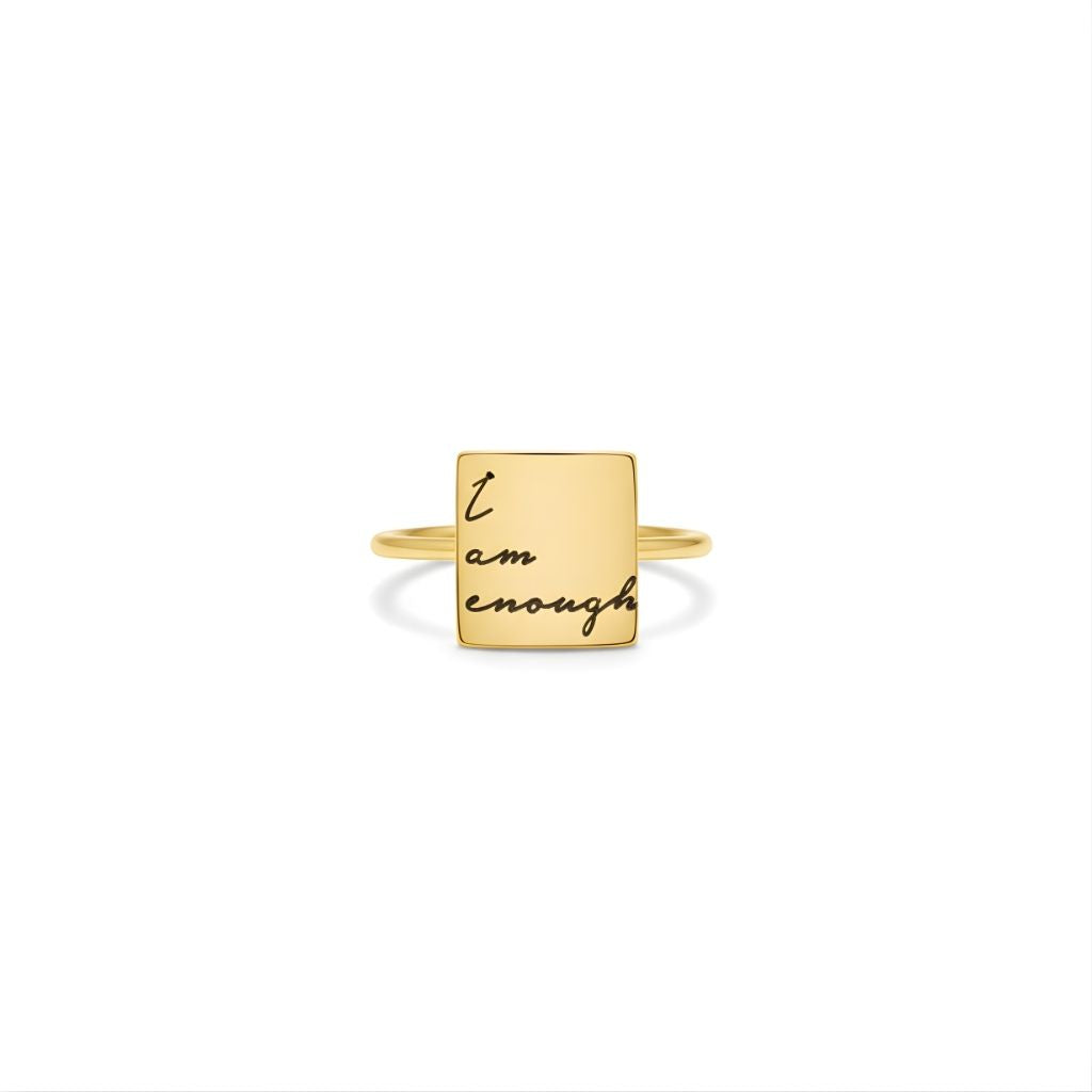 Engraved Name Square Ring