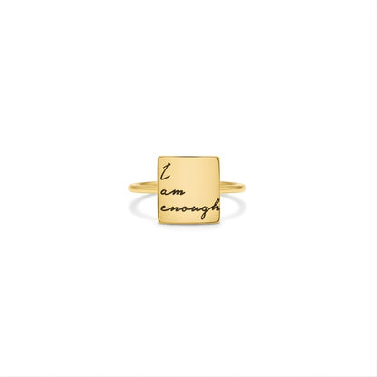 Engraved Name Square Ring