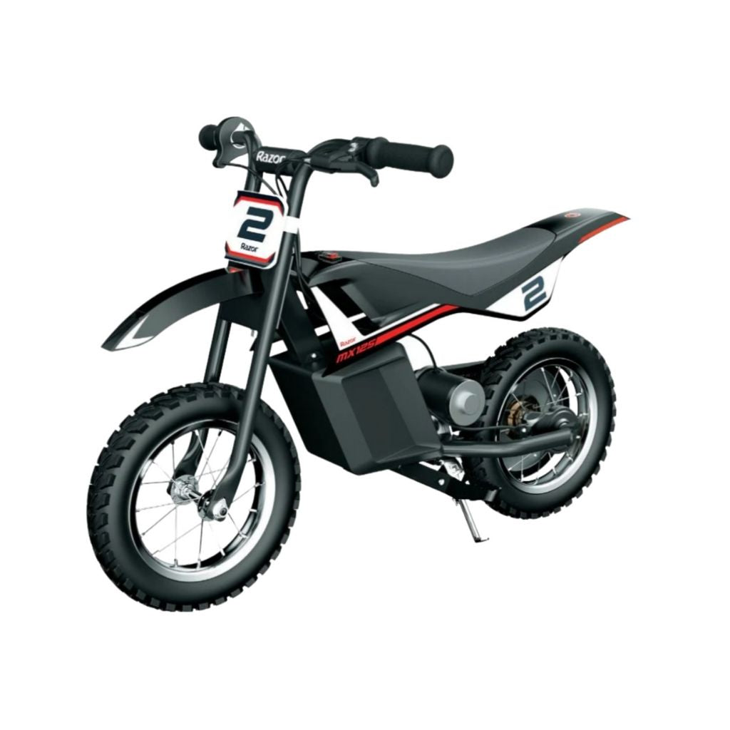 Children's dirt bike with number 2 on a white background
