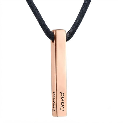 Men's Leather Bar Name Necklace