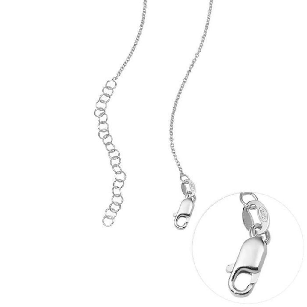 Silver chain necklace with clasp on a white background