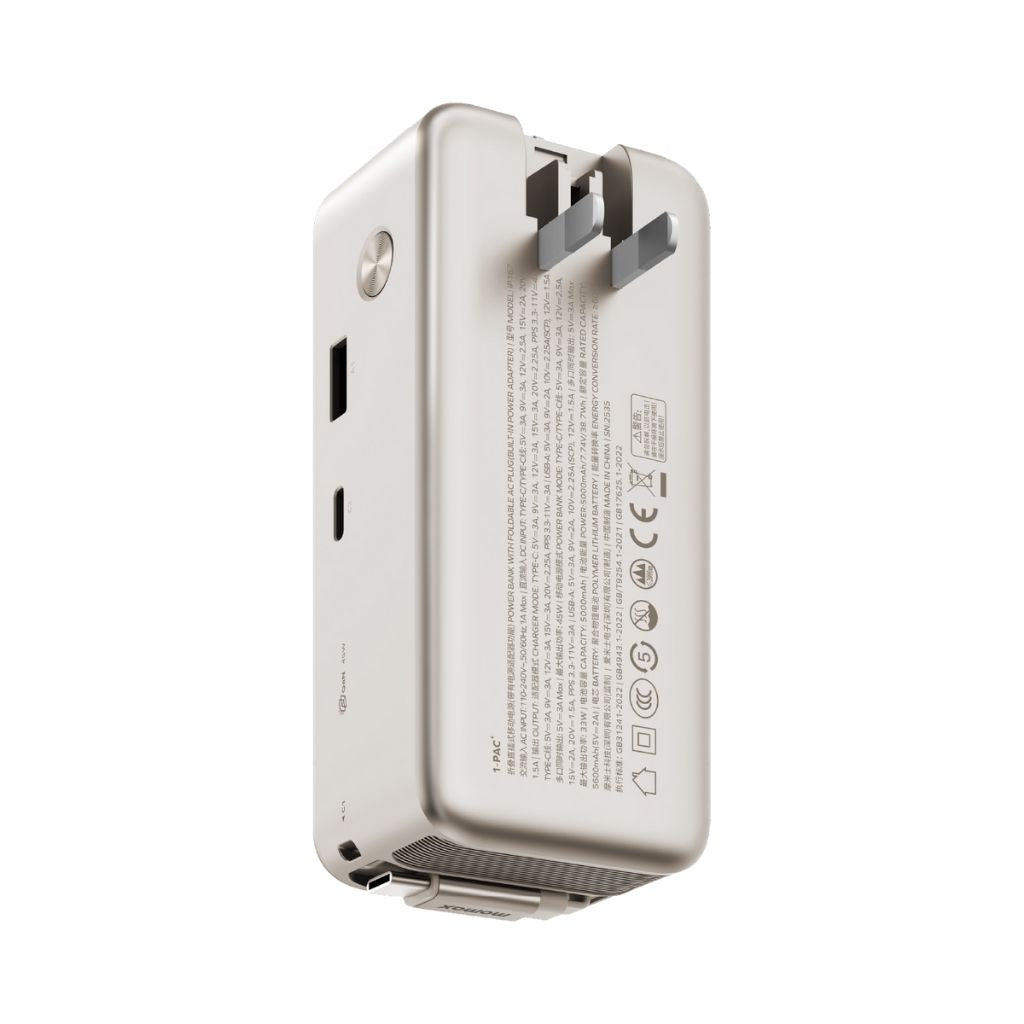 Momax 45W GaN Power Bank with 10,000 mAh Capacity and Dual AC/DC Charging