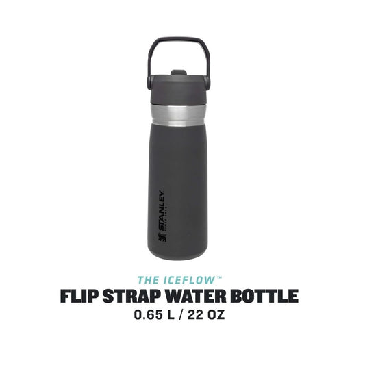 IceFlow Flip Straw Water Bottle 650 ml / 22 oz Charcoal
