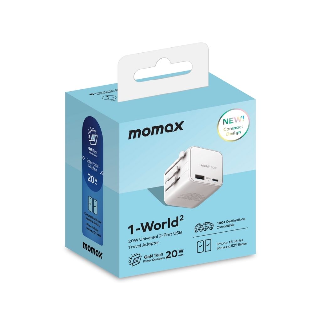 Momax 1-World 20W Universal 2-Port Travel Adapter