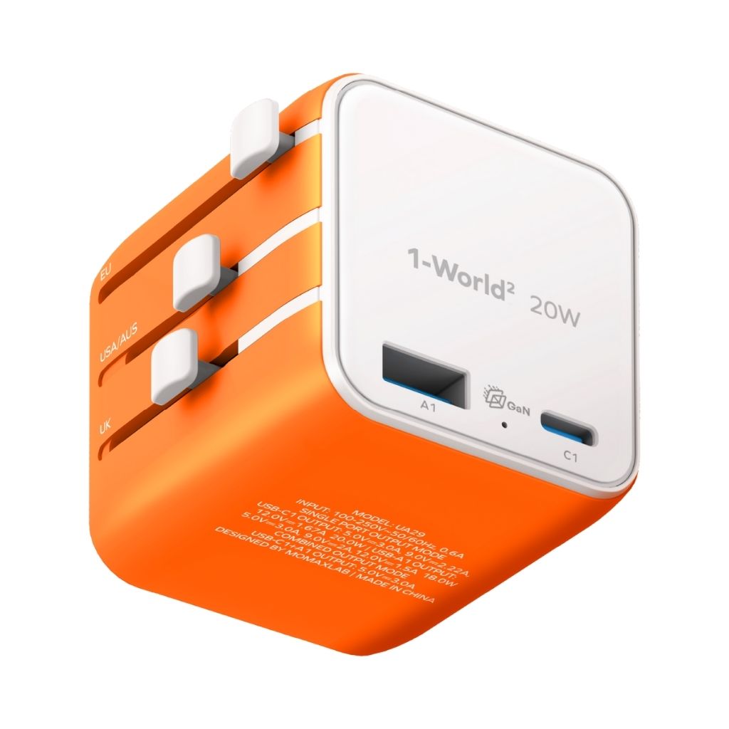 Momax 1-World 20W Universal 2-Port Travel Adapter