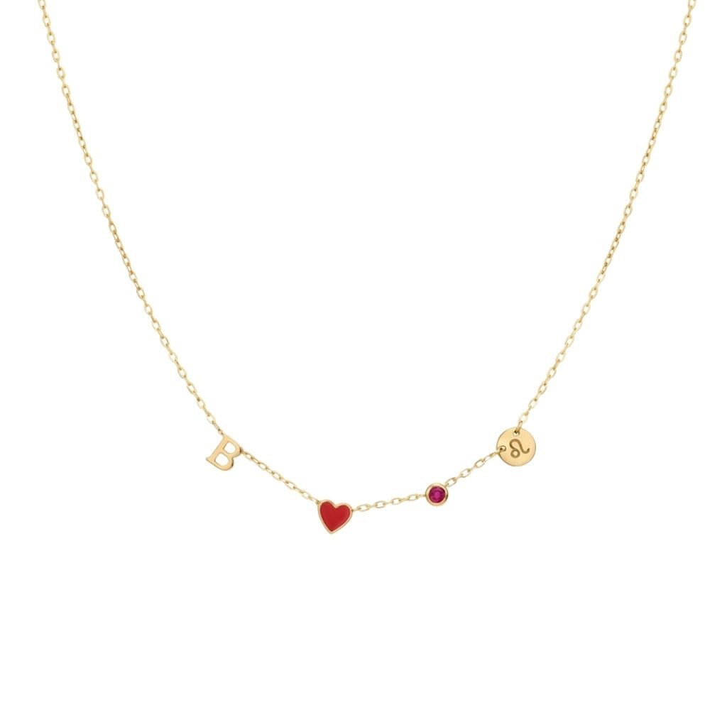 Personalised Zodiac Birthstone Initial Necklace