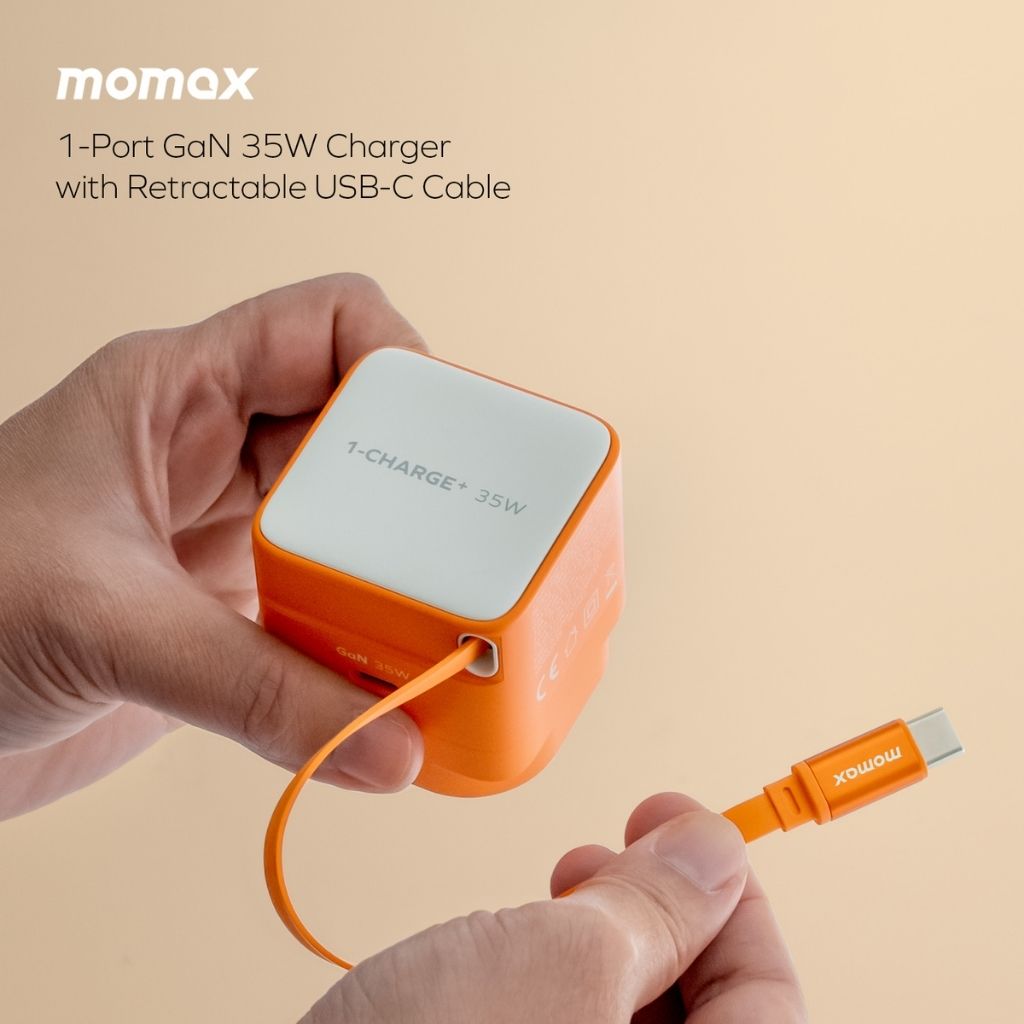 Momax 1-Charge 35W GaN 1-Port Charger With Built-In Usb-C Cable
