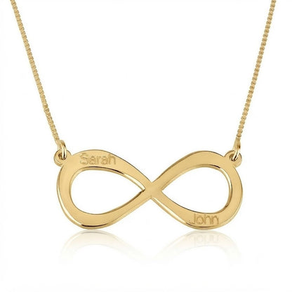 Horizontal Infinity Two Names Necklace
