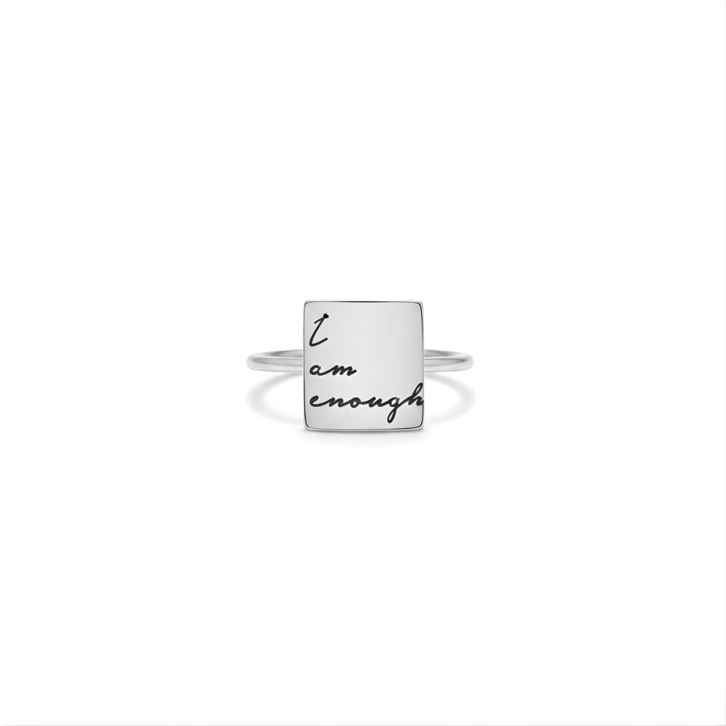 Engraved Name Square Ring