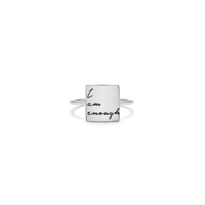 Engraved Name Square Ring