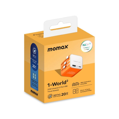 Momax 1-World 20W Universal 2-Port Travel Adapter